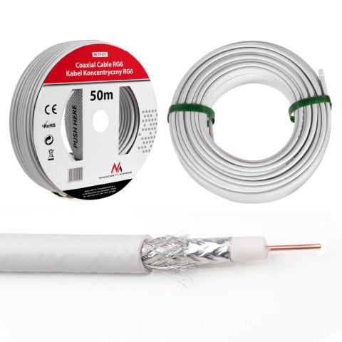 Kabel przewód koncentryczny antenowy/satelitarny Maclean, 1.0CCS RG6, 50M, MCTV-571 Kabel przewód koncentryczny antenowy/satelitarny Maclean, 1.0CCS RG6, 50M, MCTV-571