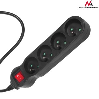 Listwa zasilająca Maclean, przedłużacz 4 gniazda, z wyłącznikiem, czarny, 2300W, 5m, MCE182