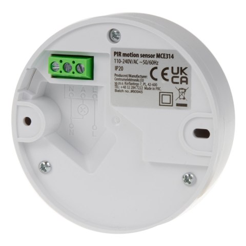 Czujnik ruchu PIR Maclean, zasięg 6m, sufitowy, max. obciążenie 1200W, IP20, MCE314 W Czujnik ruchu PIR Maclean, zasięg 6m, sufitowy, max. obciążenie 1200W, IP20, MCE314 W