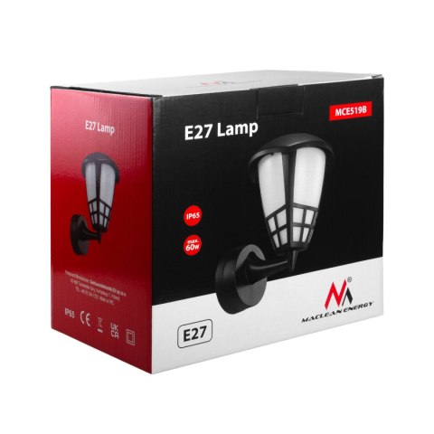 Kinkiet 1xE27 Maclean, max. obciążenie 60W, IP65, kolor czarny, MCE519 B