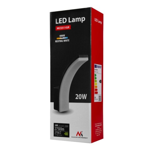 Lampa LED Maclean,kolor szary, 20W, IP65, 2750lm, barwa neutralna biała (4000K) MCE511 GR