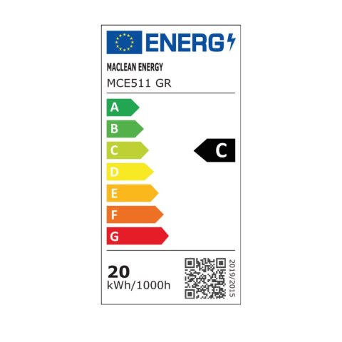 Lampa LED Maclean,kolor szary, 20W, IP65, 2750lm, barwa neutralna biała (4000K) MCE511 GR