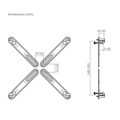 Adapter do monitorów bez otworów w standardzie VESA Maclean, czarny, 17"-32", 10kg max, MC-990