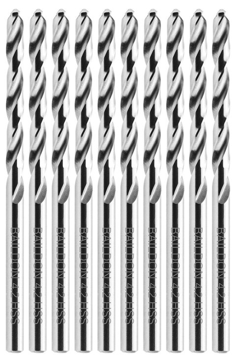 Wiertła do metalu Baildon BASIC DIN 338 RN NWKa 4,2 mm, HSS (S), 75-43 mm, wielokrotność 10 Wiertła do metalu Baildon BASIC DIN 338 RN NWKa 4,2 mm, HSS (S), 75-43 mm, wielokrotność 10