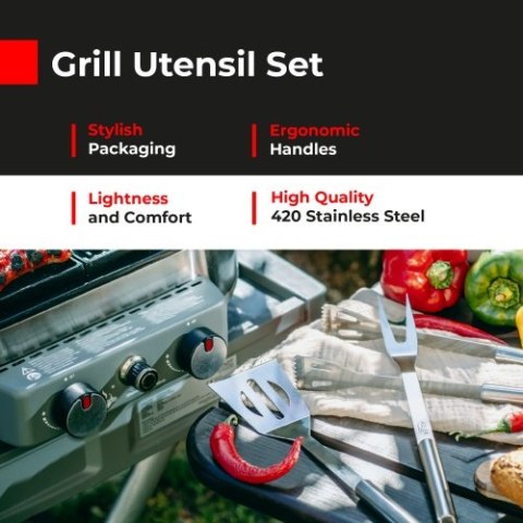 AD 6729 Sztućce do grilla ? zestaw w aluminiowej walizce