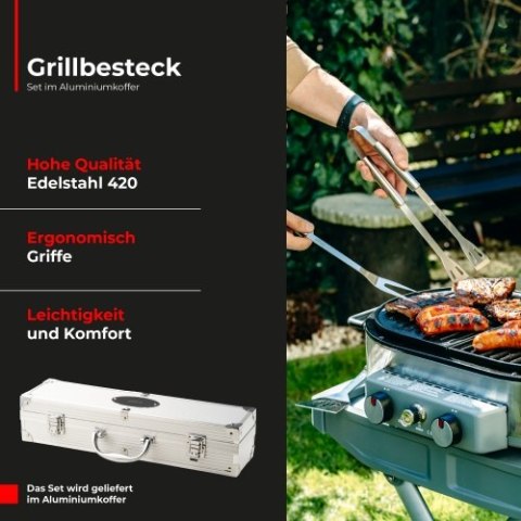 AD 6729 Sztućce do grilla ? zestaw w aluminiowej walizce
