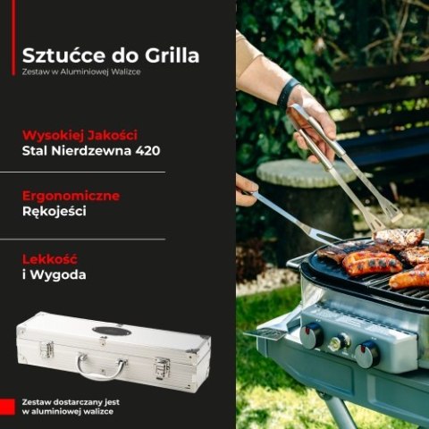 AD 6729 Sztućce do grilla ? zestaw w aluminiowej walizce