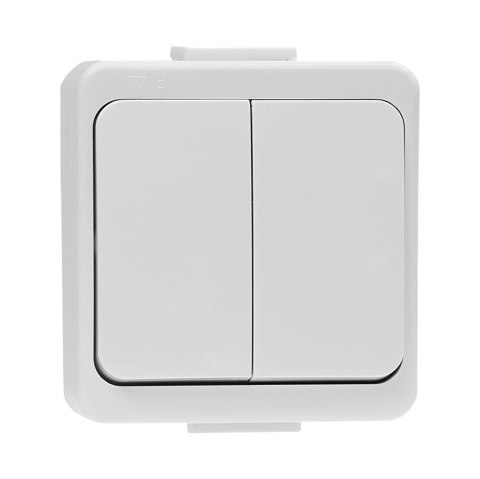 Łącznik podwójny n/t 10A, 250V, świecznikowy IP44, SMART, biały Łącznik podwójny n/t 10A, 250V, świecznikowy IP44, SMART, biały