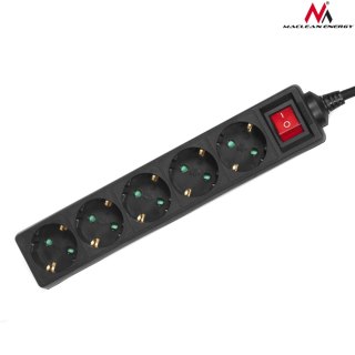 Listwa zasilająca Maclean, Przedłużacz 5 gniazd, Z wyłącznikiem, Czarny, Typ niemiecki, 3500W, 1.4m, MCE226G