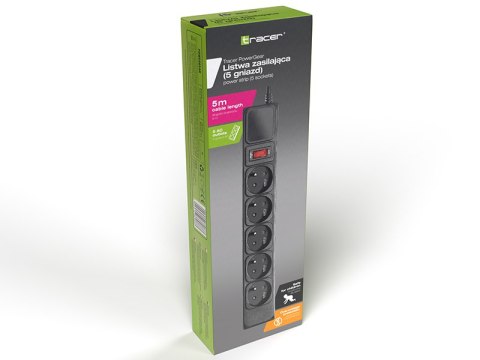 Listwa zasilająca TRACER PowerGear 5 m Black (5 gniazd) Listwa zasilająca TRACER PowerGear 5 m Black (5 gniazd)