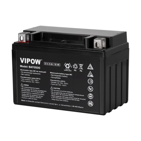 Akumulator VIPOW typ MC do motocykli 12V 9Ah Akumulator VIPOW typ MC do motocykli 12V 9Ah