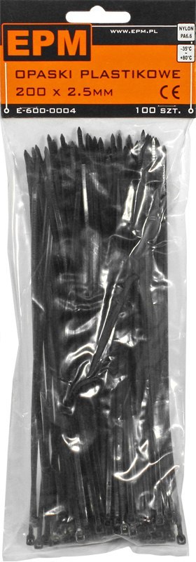 OPASKI PLASTIKOWE PA6.6 100SZT. CZARNE 100*2.5 OPASKI PLASTIKOWE PA6.6 100SZT. CZARNE 100*2.5