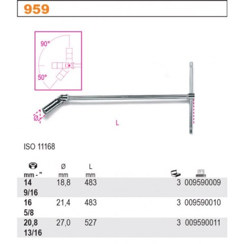 KLUCZ NASADOWY Z PRZEG. DO ŚWIEC ZAPŁONOWYCH BETA 959 L483MM KLUCZ NASADOWY Z PRZEG. DO ŚWIEC ZAPŁONOWYCH BETA 959 L483MM