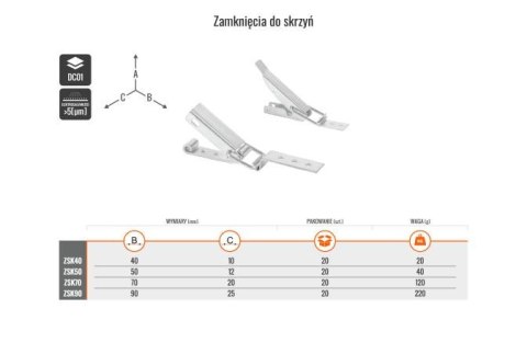 ZAMKNIĘCIE. DO SKRZYŃ 12*50 ZAMKNIĘCIE. DO SKRZYŃ 12*50