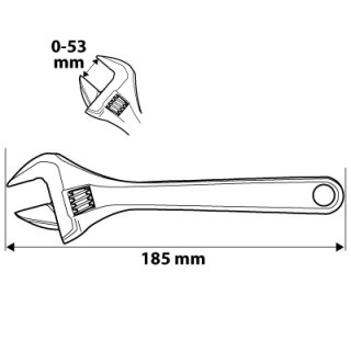 KLUCZ NASTAWNY KRÓTKI 185MM 0-53MM