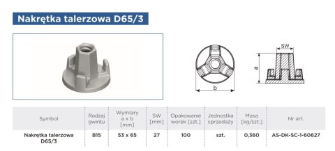 NAKRĘTKA TALERZOWA D65/3 NAKRĘTKA TALERZOWA D65/3