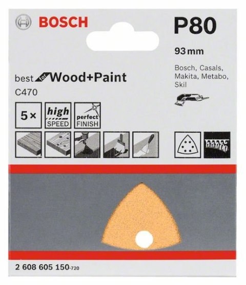 PAPIER ŚCIERNY DELTA 93MM G80 5PC. PAPIER ŚCIERNY DELTA 93MM G80 5PC.