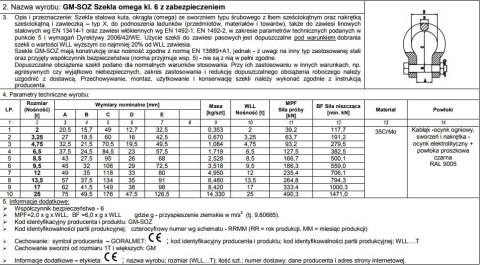 SZEKLA OMEGA Z ZABEZPIECZENIEM KL.6 GM-SOZ 12.0T WLL SZEKLA OMEGA Z ZABEZPIECZENIEM KL.6 GM-SOZ 12.0T WLL