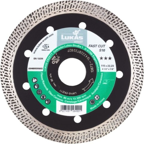 TARCZA DIAMENTOWA TURBO FAST CUT S10 125*22*10 TARCZA DIAMENTOWA TURBO FAST CUT S10 125*22*10