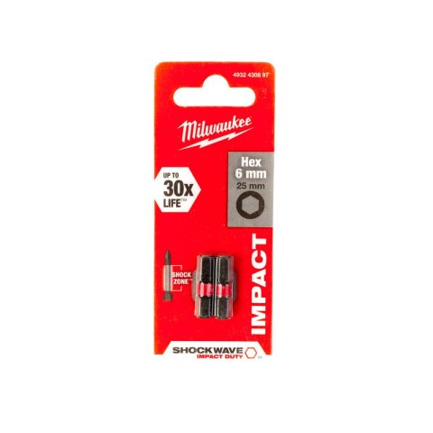 BIT, GROT, KOŃCÓWKA HEX6 25MM 2 SZT BIT, GROT, KOŃCÓWKA HEX6 25MM 2 SZT