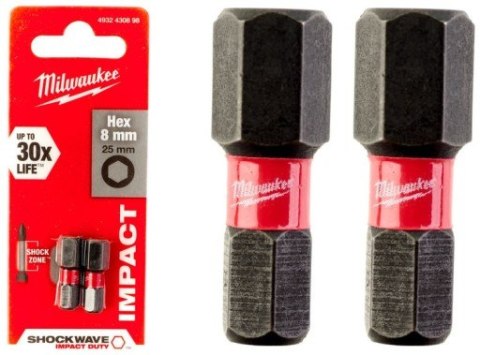 BIT, GROT, KOŃCÓWKA HEX8 25MM 2 SZT BIT, GROT, KOŃCÓWKA HEX8 25MM 2 SZT