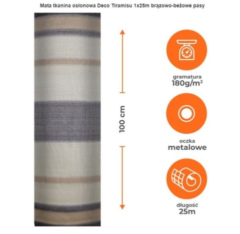 TKANINA OSŁONOWA DECO TIRAMISU 180G/M2 100CM ROLKA 25MB TKANINA OSŁONOWA DECO TIRAMISU 180G/M2 100CM ROLKA 25MB