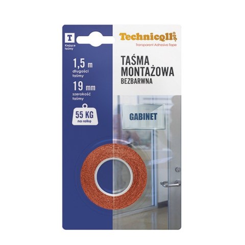 TAŚMA MONTAŻOWA BEZBARWNA 1,5MX19MM TAŚMA MONTAŻOWA BEZBARWNA 1,5MX19MM