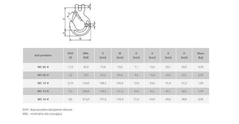 HAK ŁAŃCUCHOWY MC 6-8 1,12T HAK ŁAŃCUCHOWY MC 6-8 1,12T