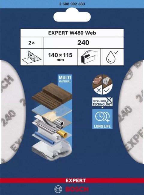 ARKUSZ ŚCIERNY PIANKA EXPERT 115*140MM W480 G240 2PC