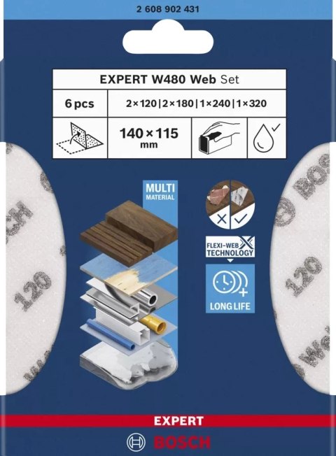 ARKUSZ ŚCIERNY PIANKA EXPERT 115*140MM W480 SET 6PC ARKUSZ ŚCIERNY PIANKA EXPERT 115*140MM W480 SET 6PC