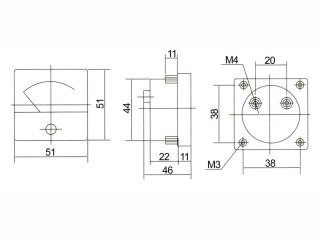2153# Miernik analogowy amperomierz kwadrat 20a + bocznik
