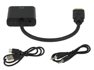 92-120# Przejście hdmi wtyk-vga gniazdo+gniazdo 3,5+gniazdo micro+kabel
