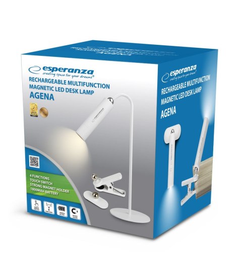 ELD118W Esperanza lampka biurkowa led 3w1 agena biała