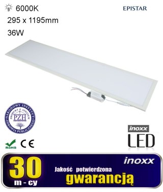 Panel led sufitowy 120x30 36w lampa slim kaseton 6000k zimny+ ramka natynkowa