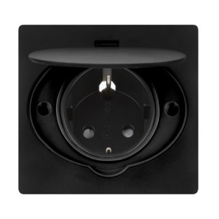 Hermetyczne gniazdo elektryczne, IP44, 1x2P+Z(Schuko), czarne