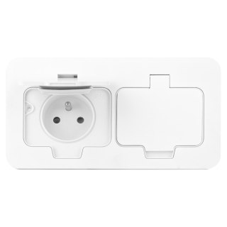 Hermetyczne gniazdo elektryczne podwójne, prostokątne, IP55, 2x2P+Z(French), białe
