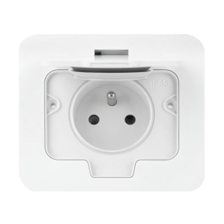 Hermetyczne gniazdo elektryczne prostokątne, IP55, 1x2P+Z(French), białe