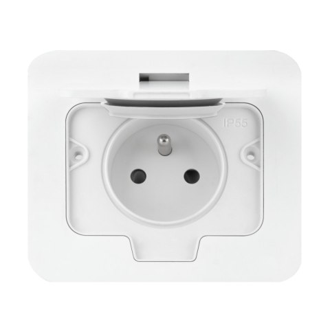 Hermetyczne gniazdo elektryczne prostokątne, IP55, 1x2P+Z(French), białe Hermetyczne gniazdo elektryczne prostokątne, IP55, 1x2P+Z(French), białe