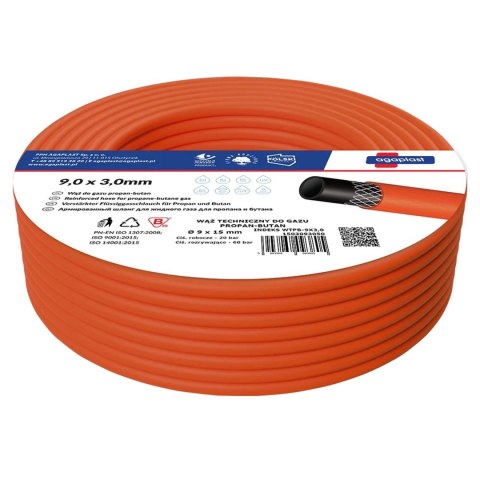 Waz techniczny do gazu propan-butan 9x3 Vartco 25m Waz techniczny do gazu propan-butan 9x3 Vartco 25m