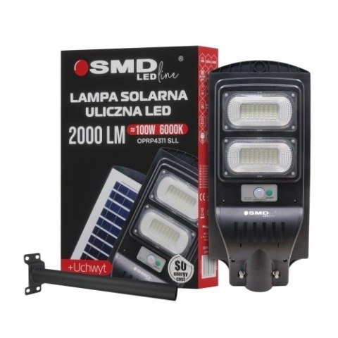 LAMPA LED ULICZNA SOLARNA 100W 10AH 6000K 2000LM + UCHWYT LAMPA LED ULICZNA SOLARNA 100W 10AH 6000K 2000LM + UCHWYT