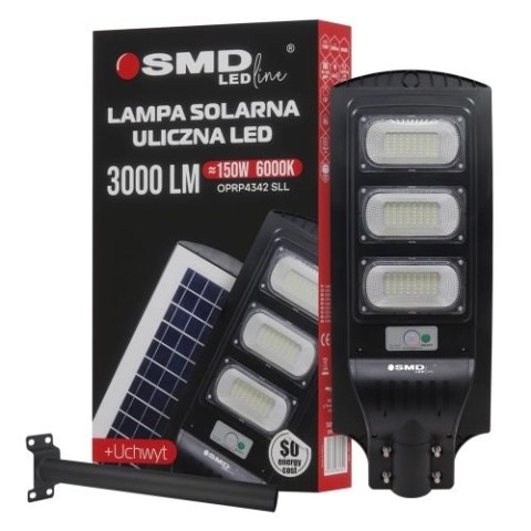 LAMPA LED ULICZNA SOLARNA 150W 12.6AH 6000K 3000LM + UCHWYT LAMPA LED ULICZNA SOLARNA 150W 12.6AH 6000K 3000LM + UCHWYT