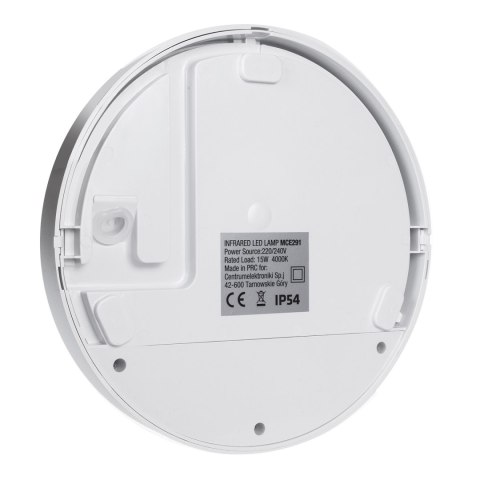Lampa LED z czujnikiem ruchu Maclean , czujnik PIR, kolor biały, 15W, IP54, 1100lm,barwa neutralna, MCE291 W