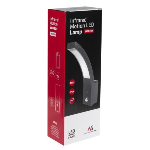 Lampa LED z czujnikiem ruchu Maclean, czujnik ruchu PIR, kolor szary, 10W, IP54, 750lm, neutralna biała (4000K) MCE244 GR Lampa LED z czujnikiem ruchu Maclean, czujnik ruchu PIR, kolor szary, 10W, IP54, 750lm, neutralna biała (4000K) MCE244 GR