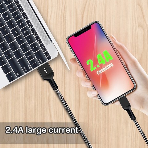 Kabel microUSB Maclean, wspierający Fast Charge 2.4A, przesył danych, 5V/2.4A, czarny, dł. 1m, MCE473