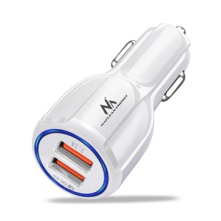 Ładowarka samochodowa Maclean, Qualcomm Quick Charge, QC 3.0 - 5V/3A, 9V/1.8A, 12V/1.6A, Gniazdo 5V/3.1A, Biała, MCE478 W