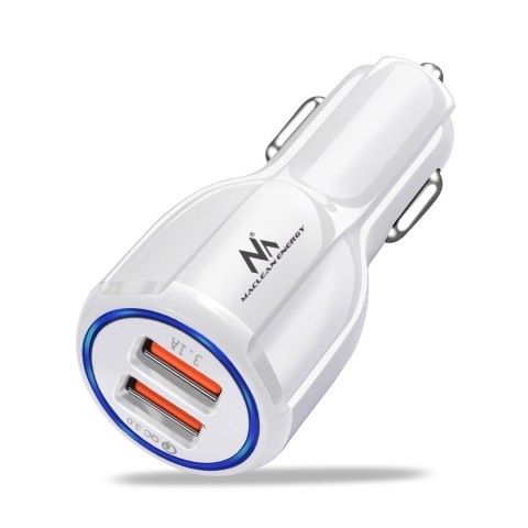 Ładowarka samochodowa Maclean, Qualcomm Quick Charge, QC 3.0 - 5V/3A, 9V/1.8A, 12V/1.6A, Gniazdo 5V/3.1A, Biała, MCE478 W