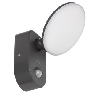 Lampa LED z czujnikiem PIR Maclean, ścienna, z czujnikiem PIR, PC+ALU, 15W, 1100lm, IP65, Neutral White 4000K, szara, MCE367