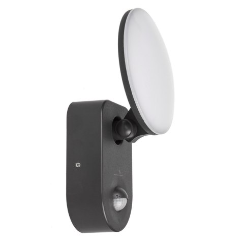 Lampa LED z czujnikiem PIR Maclean, ścienna, z czujnikiem PIR, PC+ALU, 15W, 1100lm, IP65, Neutral White 4000K, szara, MCE367