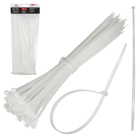 Opaski zaciskowe Maclean, 3.6x250mm, Odporna na UV, Temp. użytkowania - 40 +85 st. C, 100 sztuk, Białe, MCTV-463 W Opaski zaciskowe Maclean, 3.6x250mm, Odporna na UV, Temp. użytkowania - 40 +85 st. C, 100 sztuk, Białe, MCTV-463 W