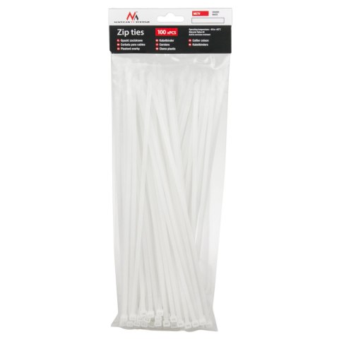 Opaski zaciskowe Maclean, 3.6x250mm, Odporna na UV, Temp. użytkowania - 40 +85 st. C, 100 sztuk, Białe, MCTV-463 W Opaski zaciskowe Maclean, 3.6x250mm, Odporna na UV, Temp. użytkowania - 40 +85 st. C, 100 sztuk, Białe, MCTV-463 W